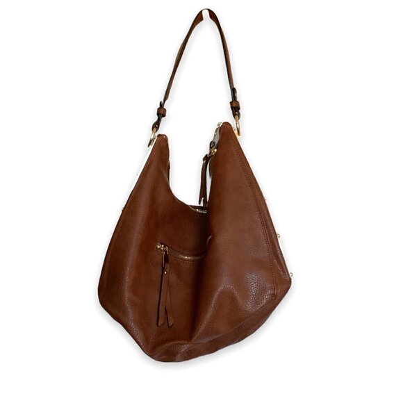 MMS Design Studio NWOT Shoulder Bag Fully Lined in Caramel Gold Accents Pockets - Picture 3 of 6